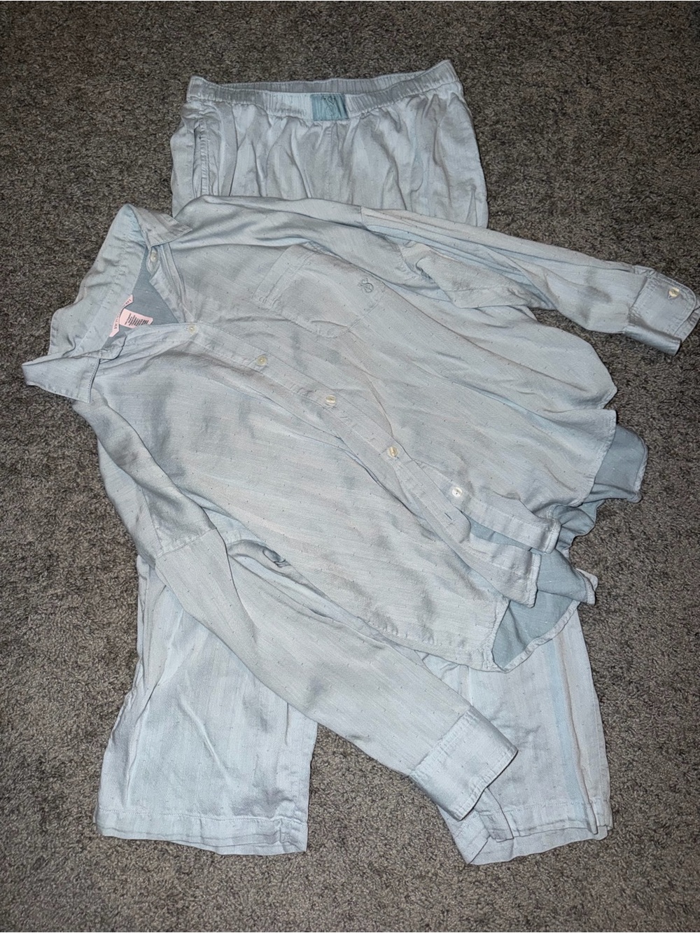 Victoria's Secret Pale Blue Button-Up Pajama Set